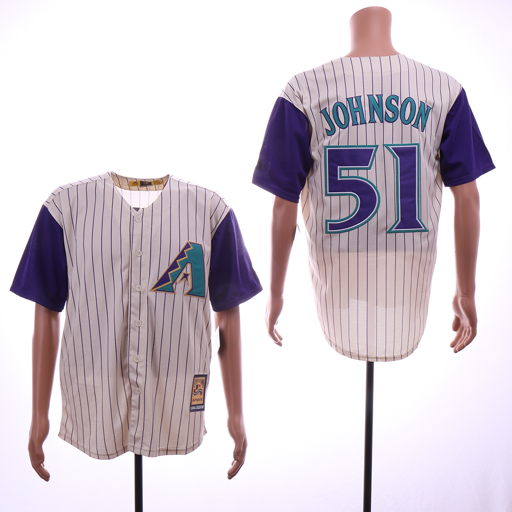 Men Arizona Diamondback #51 Johnson Cream Stripe MLB Jerseys